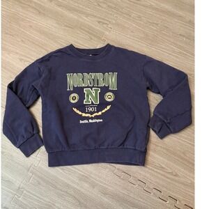 Nordstrom Kids Navy Blue Collegiate Graphic Crew Neck Sweatshirt Size L 10/12